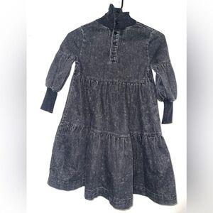 Girls Bishop Balloon Like  sleeve Modest Prairie  Boho denim  Tiered Maxi/Midi